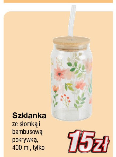 Szklana ze słomką 400 ml promocja