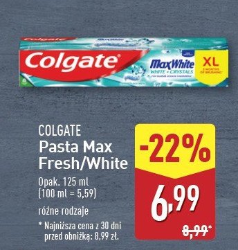 Pasta do zębów fresh Colgate max white promocja