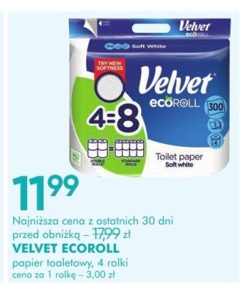 Papier toaletowy VELVET ECOROLL promocja w Super-Pharm