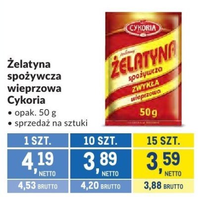 Żelatyna spożywcza wieprzowa Cykoria promocja w Makro