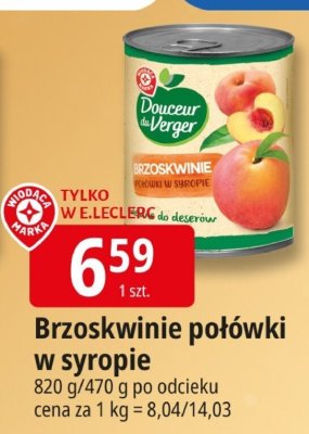 Brzoskwinie połówki w syropie promocja w Leclerc