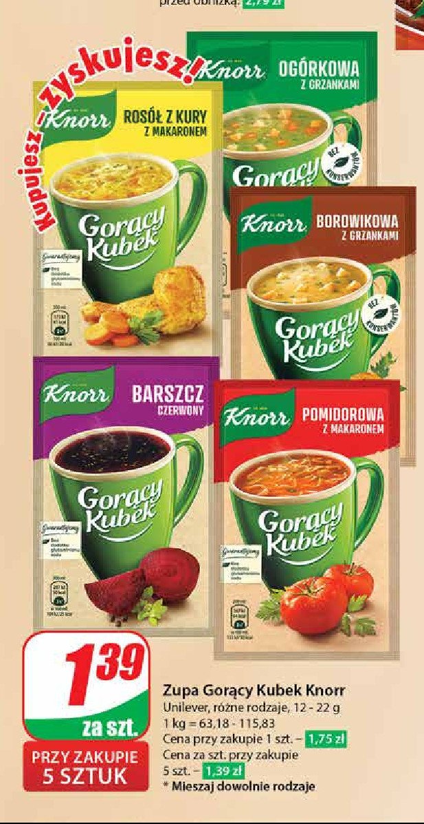 Ogórkowa z grzankami Knorr gorący kubek promocja