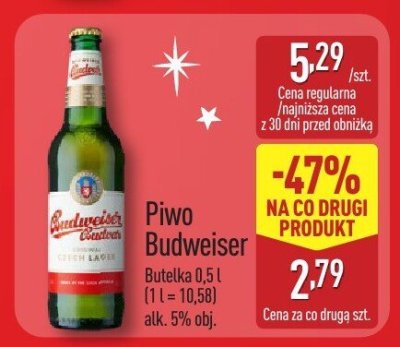 Piwo Budweiser butelka 0,5l promocja w Aldi