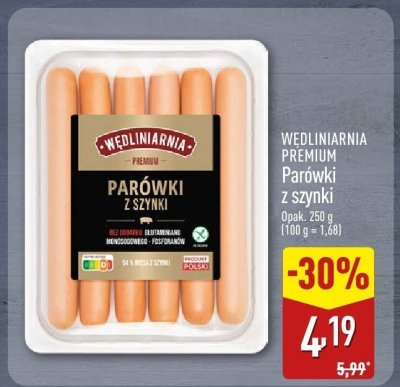 Parówki z szynki Wedliniarnia Premium 250 g promocja w Aldi