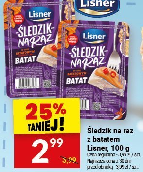 Śledzie na raz z batatem Lisner, 100 g promocja w Twój Market