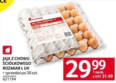 Jaja z chowu ściółkowego rozmiar L/UV sprzedaż po 30 szt. economy promocja w Selgros