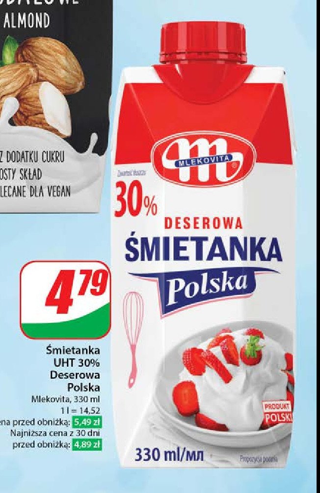 Śmietanka wypasiona 30 % Mlekovita promocja w Dino