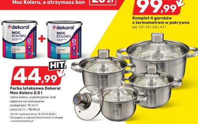 Komplet 4 garnków z termometrem w pokrywce promocja w Bricomarche