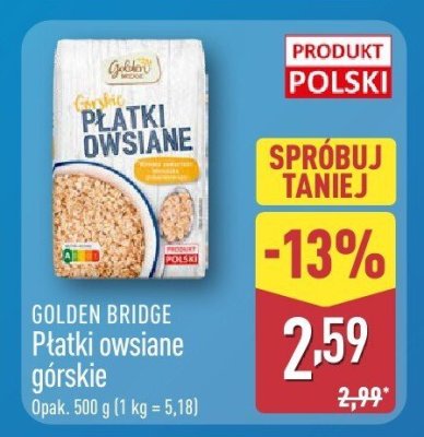 Płatki owsiane Golden Bridge górskie promocja w Aldi
