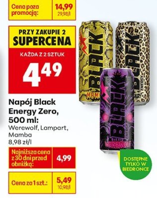 Napój Black Energy Zero, 500 ml: Werewolf promocja w Biedronka