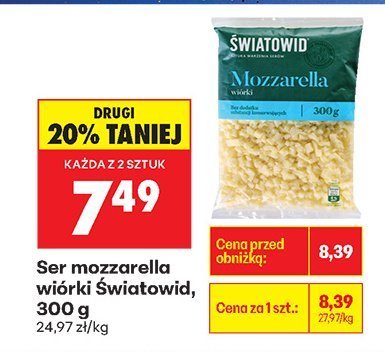Ser mozzarella wiórki Światowid, 300 g promocja w Biedronka