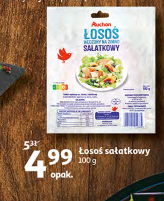 Łosoś sałatkowy wędzony na zimno Auchan promocja