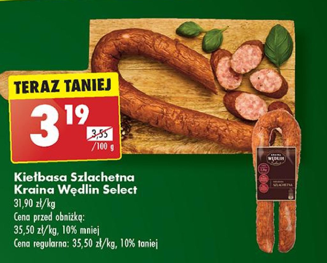 Kiełbasa szlachetna Kraina wędlin select promocja