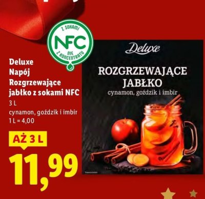 Napój Deluxe Rozgrzewające Jabłko z sokami NFC promocja w Lidl
