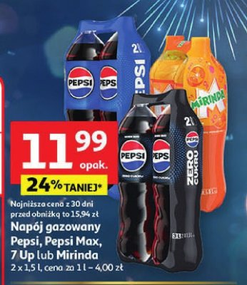 Napój gazowany Pepsi, Pepsi Max, 7 Up lub Mirinda 2 x 1.5 l promocja w Auchan