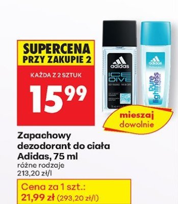 Zapachowy dezodorant do ciała Adidas, 75 ml promocja w Biedronka