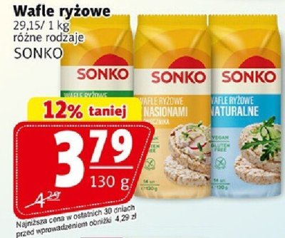 Wafle ryżowe Sonko różne rodzaje promocja w Prim Market