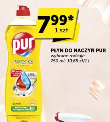 Płyn do naczyń PUR Power Lemon wybrane rodzaje promocja w Euro Sklep