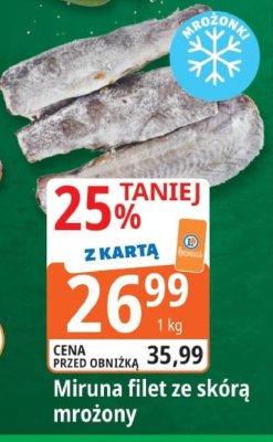 Miruna filet ze skórą mrożony promocja w Leclerc