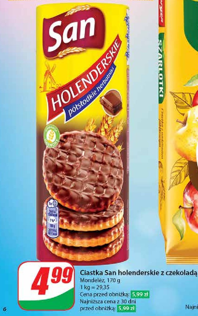 Ciastka holenderskie w czekoladzie San łakotki promocja w Dino