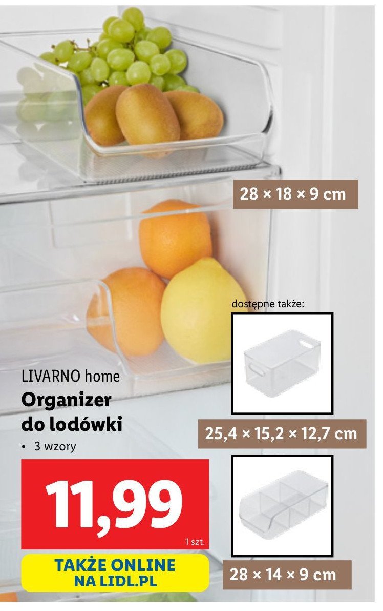 Organizer do lodówki 28 x 14 x 9 cm LIVARNO HOME promocja w Lidl