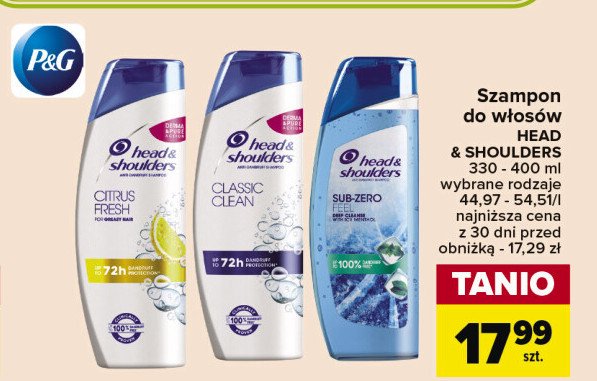 Szampon do włosów sub-zero Head&shoulders promocja w Rossmann