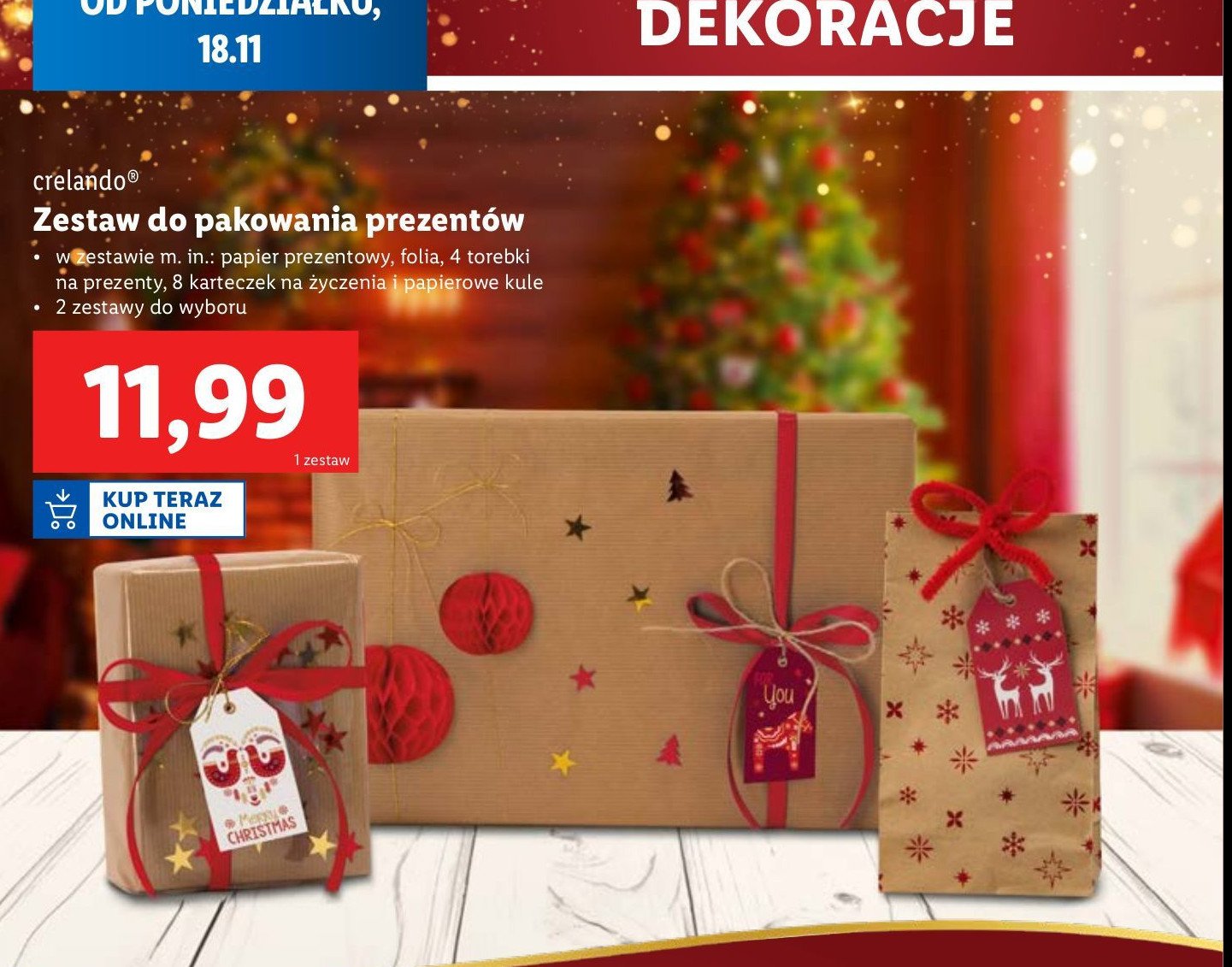 Zestaw wstążek do pakowania prezentów Crelando promocja w Lidl