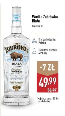 Wódka Żubrówka biała z nutą czarnej porzeczki promocja w Aldi