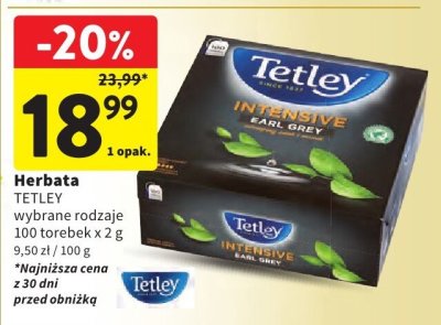 Herbata TETLEY wybrane rodzaje promocja w Intermarche