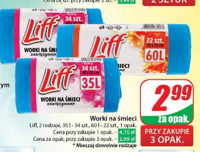 Worki na śmieci 60 l Liff promocja