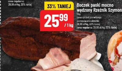 Boczek paski mocno wędzony Rzeźnik Szymon promocja w POLOmarket