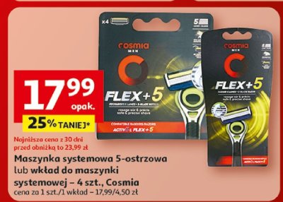 Maszynka systemowa 5-ostrzowa lub wkład do maszynki systemowej – 4 szt., Cosmia promocja w Auchan