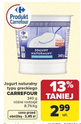Jogurt naturalny typu greckiego Carrefour promocja w Carrefour Market