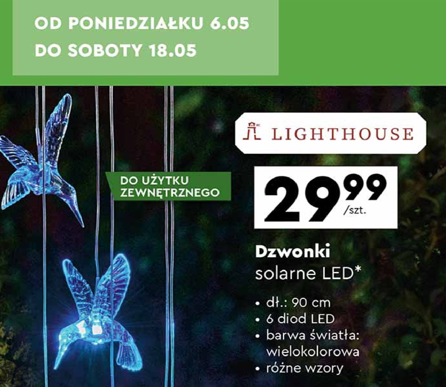Dzwonki solarne led 90 cm Light house promocja