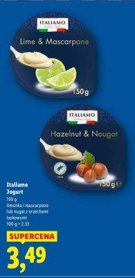 Jogurt Italiamo nugat z orzechami laskowymi promocja w Lidl