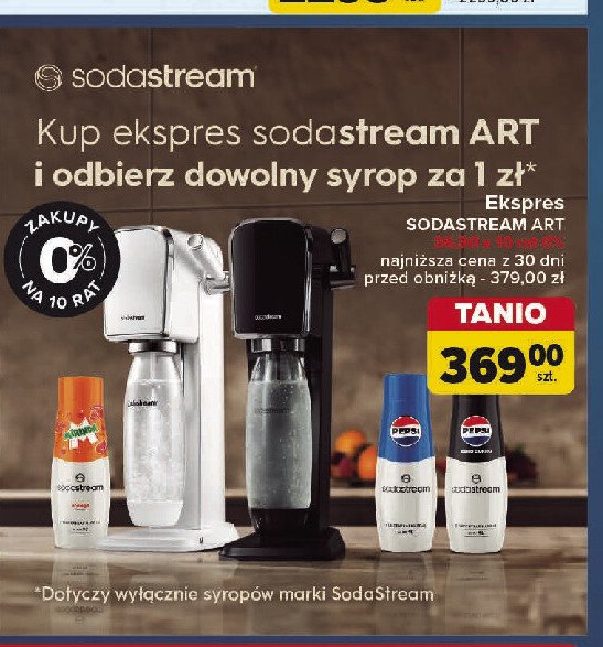 Urządzenie art white + butelka + nabój Sodastream promocja