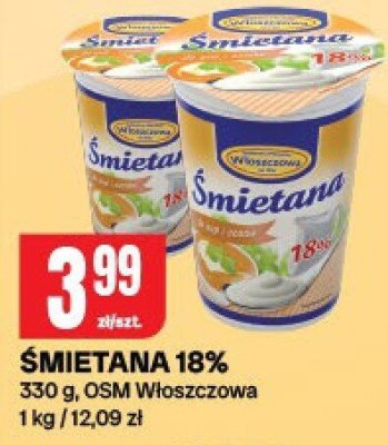 Śmietana 18% OSM Włoszczowa promocja w Chorten