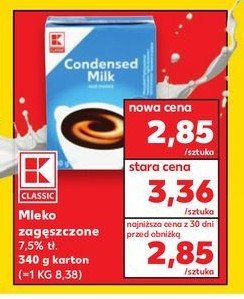Mleko zagęszczone niesłodzone K-classic milblu promocja