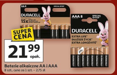 Baterie alkaiczne AA i AAA Duracell promocja w Auchan