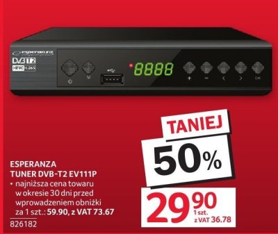 Tuner DVB-T2 EV111P ESPERANZA promocja w Selgros