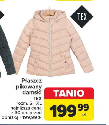 Płaszcz pikowany damski s-xl Tex promocja