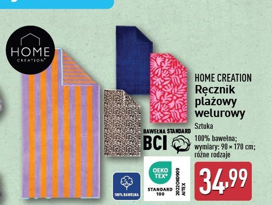 Ręcznik plażowy Home creation promocja w Aldi