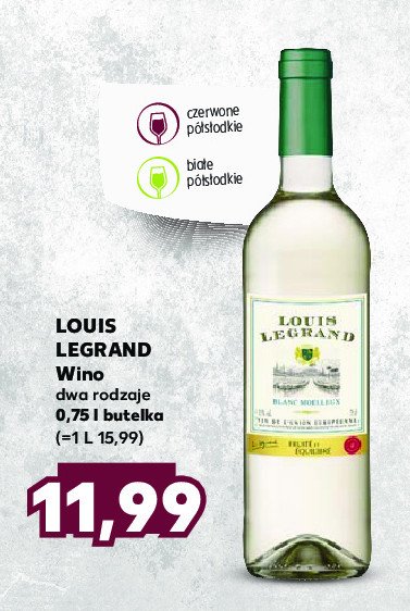 Wino białe półsłodkie LOUIS LEGRAND promocja
