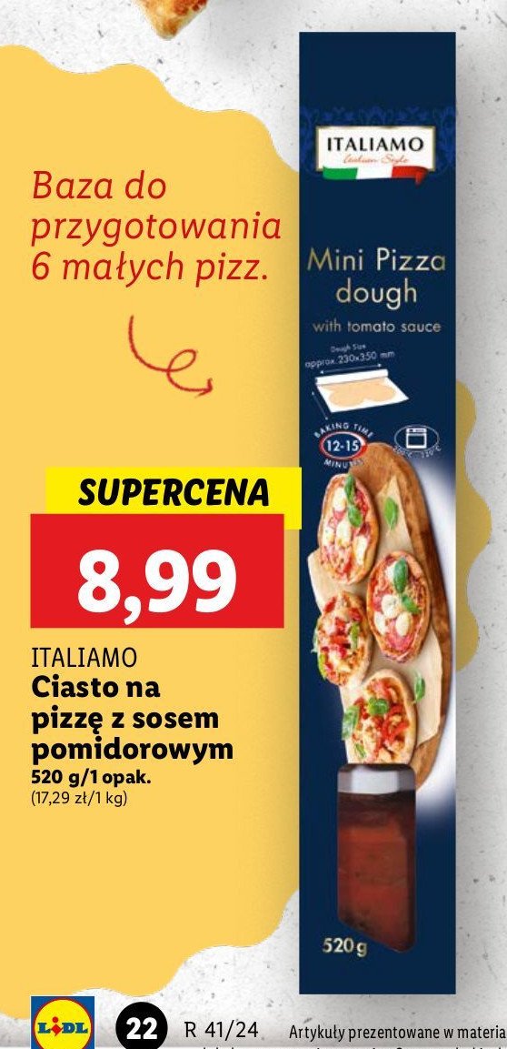 Ciasto mini pizza z sosem pomidorowym Italiamo promocja