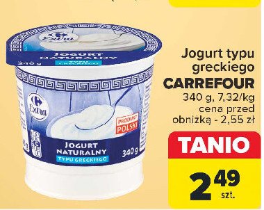 Jogurt naturalny typu greckiego Carrefour extra promocja w Carrefour Market