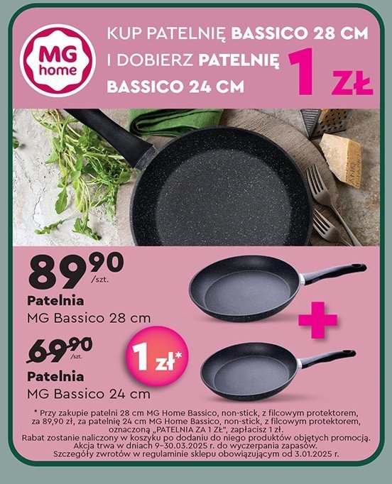 Patelnia bassico 28 cm Mg home promocja w Biedronka