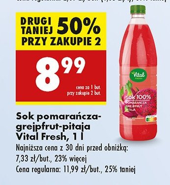 Sok pomarańcza-grejpfrut-pitaja Vital fresh promocja