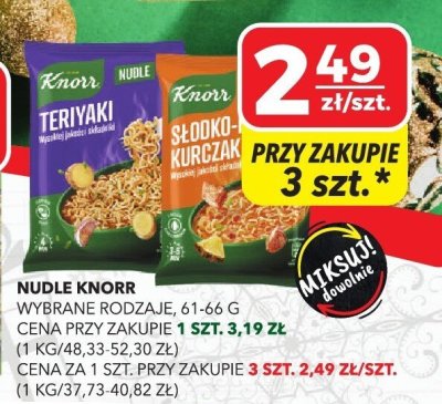Nudle Knorr, wybrane rodzaje promocja w Top Market