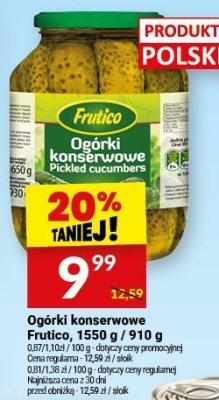 Ogórki konserwowe Frutico promocja w Twój Market