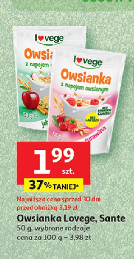 Owsianka z napojem owsianym malina-truskawka Lovege promocja
